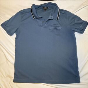 Banana Republic Polo Shirt Men's Medium Blue Luxe Touch Cotton